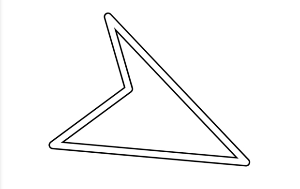 An image of the final product. The orange polygon is turned to white and the grid is removed. Whats left looks like a track using black lines.