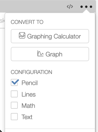 The sketch component settings menu with only the pencil tool selected.